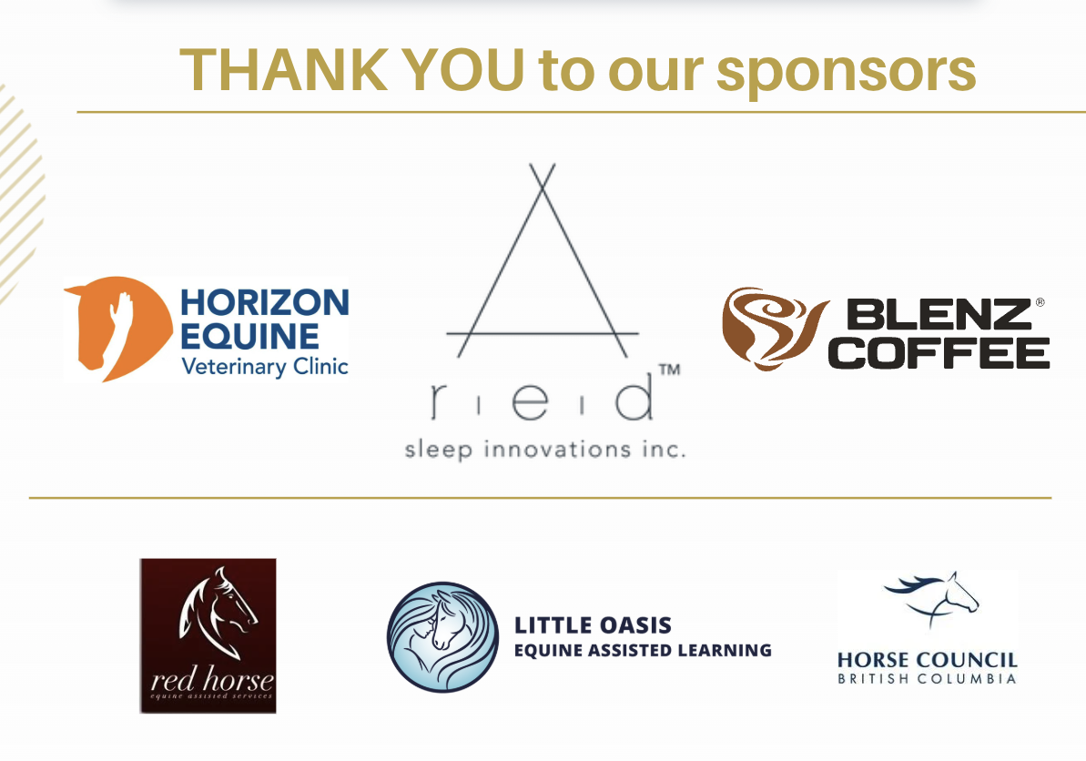 Thank-you Sponsors! Horizon Equine, RedCover.ca, Blenz, Red Horse Equine Services, Little Oasis EAL, HCBC